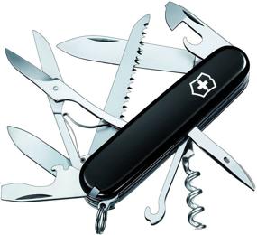 img 4 attached to Victorinox Huntsman Swiss Army Pocket Knife, Medium Size, Multi Tool with 15 Functions, Large Blade, Bottle Opener, in Sleek Black