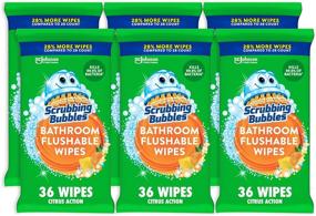 img 4 attached to 🚽 Scrubbing Bubbles Antibacterial Bathroom Flushable Wipes - Citrus Action, 36 Wipes (Pack of 6) - Flushable and Resealable Cleaning Wipes