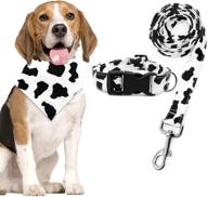 stylish cow print dog bandana collar and leash set - perfect for outdoor adventures and training! best gift for small to medium-sized pets and puppy lovers - set of 3 logo