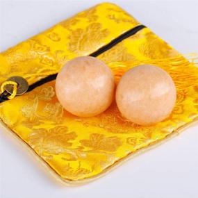 img 1 attached to 🍊 BRABUD 1.4" Natural Marble Health Exercise Orange Baoding Balls: Enhance Your Wellness with One Pair & Bonus Bag!