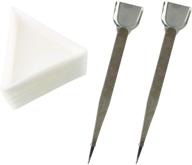 🔲 tegg triangle sorting tray set - 20pcs white plastic triangular sorting plates with 2pcs stainless steel handy tweezer and scoop - ideal for rhinestone gems, crystals, beads, and nail art logo