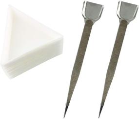 img 4 attached to 🔲 Tegg Triangle Sorting Tray Set - 20PCS White Plastic Triangular Sorting Plates with 2PCS Stainless Steel Handy Tweezer and Scoop - Ideal for Rhinestone Gems, Crystals, Beads, and Nail Art