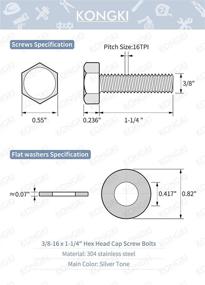 img 3 attached to 🔩 High Quality 16x1-1 Stainless Steel Machine Screws with Washers - Pack of 8