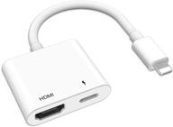 🔌 hdmi adapter 1080p audio digital av adapter for iphone 13/12/11/x/8/7, ipad - hd video hdmi sync screen converter with power port - support tv/projector/monitor - no need power logo