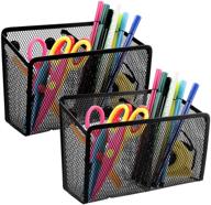 🖇️ jucoan magnetic pen pencil holder - 2 pack, ultra strong magnet mesh storage basket organizer with 2 compartments for whiteboard, fridge, cubicle desks, locker accessories логотип