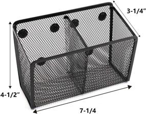 img 3 attached to 🖇️ Jucoan Magnetic Pen Pencil Holder - 2 Pack, Ultra Strong Magnet Mesh Storage Basket Organizer with 2 Compartments for Whiteboard, Fridge, Cubicle Desks, Locker Accessories