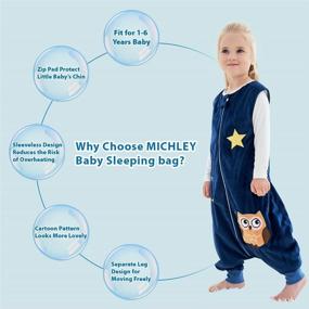 img 1 attached to 🦉 MICHLEY Baby Sleeping Bag Sack with Feet - Autumn Winter Swaddle Wearable Blanket Sleeveless Nightgowns for Infant Toddler, 3-5T - Dark Blue Owl