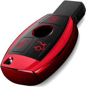 img 4 attached to Premium Soft TPU Key Case Cover for Mercedes Benz Key Fob - Intermerge Brand, Compatible with C E S M CLS CLK G Class Keyless Smart Key Fob, Red