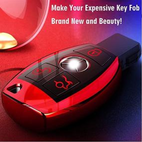 img 1 attached to Premium Soft TPU Key Case Cover for Mercedes Benz Key Fob - Intermerge Brand, Compatible with C E S M CLS CLK G Class Keyless Smart Key Fob, Red
