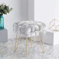 🛋️ mirage silver square woven velvet ottoman - modern contemporary style with gold metal legs by ornavo home logo