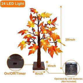 img 1 attached to 🍁 TURNMEON 2-Pack 20-Inch Fall Lighted Maple Tree Decor with Timer, Battery Operated Tabletop Acorn Pumpkin Tree Thanksgiving Decoration, Artificial Maple Tree for Autumn Harvest Home Indoor Décor (Warm White)