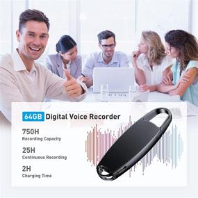 img 3 attached to 🎙️ Powerful 64GB Keychain Voice Recorder with 750 Hours Recording Capacity and 25 Hours Battery Time - Perfect for Meetings, Lectures, Interviews, and Classes!