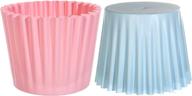 🪑 serenita 2 pack step stool seat: sturdy trash bucket, flower pot & organizer bins. portable stackable design for playroom, bathroom, kitchen, bedroom, backyard - blue + pink logo