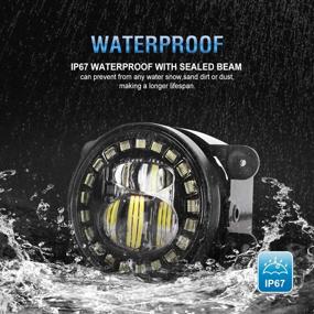 img 1 attached to Black 4 Inch LED Fog Lights with White Halo Ring | DOT Approved | Fits 2007-2018 Wrangler JK JKU TJ LJ Freedom Edition