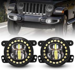 img 4 attached to Black 4 Inch LED Fog Lights with White Halo Ring | DOT Approved | Fits 2007-2018 Wrangler JK JKU TJ LJ Freedom Edition