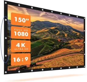 img 4 attached to 🎬 Immersive Cinema Experience with Krossgain 150 inch Portable Projector Movies Screen: Indoor Outdoor 16:9 HD Projection Screens