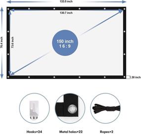 img 3 attached to 🎬 Immersive Cinema Experience with Krossgain 150 inch Portable Projector Movies Screen: Indoor Outdoor 16:9 HD Projection Screens