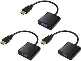 img 4 attached to HONGDE Золотистый HDMI к VGA адаптер (мужской - женский) для компьютера, настольного компьютера, ноутбука, ПК, монитора, проектора, телевизора, Chromebook, Raspberry Pi, Roku, Xbox и не только - черный - 3 шт.: Премиум HDMI к VGA конвертер.