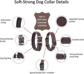 img 2 attached to 🐾 TULYANO Genuine Leather Dog Collar: Premium, Soft Leather with Padded D-Ring for ID Tags - Perfect for Large, Medium, and Small Dogs