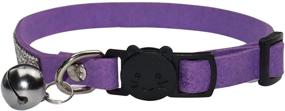 img 3 attached to 🐾 Sparkling Rhinestones Cat Collars - Adjustable Bling Pet Collars with Breakaway Feature, Bells, and Soft Velvet Material - Secure and Fashionable Collar for Cats and Small Dogs (Purple)