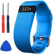 🔵 sophili bands compatible for charge hr, silicone replacement wristband with metal buckle – fitbit charge hr / hr1 (blue/s) strap logo