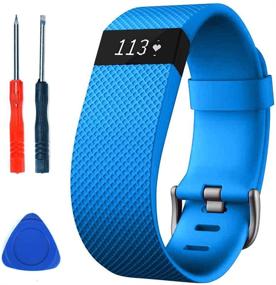 img 4 attached to 🔵 Sophili Bands Compatible for Charge HR, Silicone Replacement Wristband with Metal Buckle – Fitbit Charge HR / HR1 (Blue/S) Strap