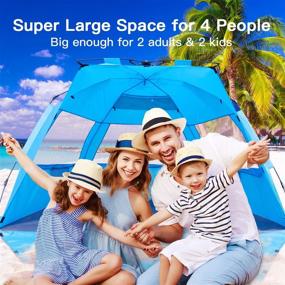 img 2 attached to 🏖️ Deluxe 4 Person Pop Up Beach Tent - NXONE XL Sun Shade Shelter with UPF 50+ Protection, Windproof Beach Shade, Extendable Floor, 3 Ventilating Windows - Includes Carrying Bag, Stakes, and Guy Lines