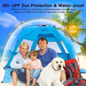 img 1 attached to 🏖️ Deluxe 4 Person Pop Up Beach Tent - NXONE XL Sun Shade Shelter with UPF 50+ Protection, Windproof Beach Shade, Extendable Floor, 3 Ventilating Windows - Includes Carrying Bag, Stakes, and Guy Lines