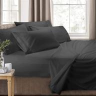 campers' rv short queen bed set - 6-piece luxury microfiber bedding with deep pocket fitted sheet, soft & cozy - gray logo