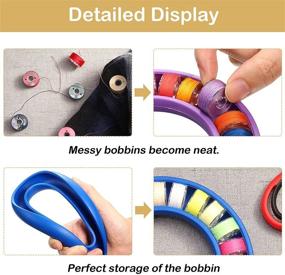 img 2 attached to 🧵 Neatbuddy 3 Pack Bobbin Holders: Organize Your Sewing Machine Bobbins with Silicone Rings and 24 Transparent Bobbins (Grey&Blue&Purple)