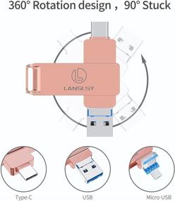 img 3 attached to 💖 High-Speed 128GB USB C Flash Drive by LANSLSY - 3-in-1 USB 3.0 Memory Stick for Android Phones, PC, Mac & Tablets (Pink)