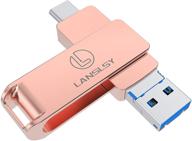 💖 high-speed 128gb usb c flash drive by lanslsy - 3-in-1 usb 3.0 memory stick for android phones, pc, mac & tablets (pink) logo