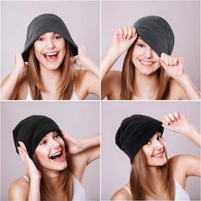 img 1 attached to 🎩 Stylish and Comfortable 4-Piece Slouchy Beanie Hat Set: Baggy Skull Sleep Cap, Stretch Knit, Headwear Head Wrap Cap, for Men and Women