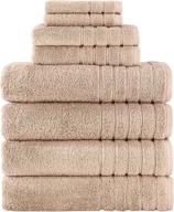 🛀 beyond towels - deluxe 8-piece bathroom towel set: 100% cotton, 700 gsm, ultra-soft & highly absorbent - includes 4 bath towels, 2 hand towels, and 2 washcloths in elegant beige logo