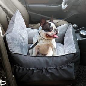 img 4 attached to 🐶 CATROMANCE Dog Car Seats - Small Dog Booster Seat with Safety Leash, Adjustable Straps, Storage Pocket - Detachable and Washable Puppy Car Bed for Travel and Home