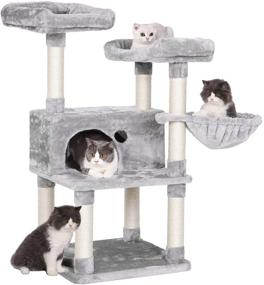 img 4 attached to 🐱 BEWISHOME Cat Tree Tower: Large Condo with Plush Perches, Sisal Scratching Post, and Kitty Climbing Furniture - MMJ52