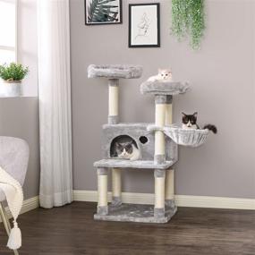 img 3 attached to 🐱 BEWISHOME Cat Tree Tower: Large Condo with Plush Perches, Sisal Scratching Post, and Kitty Climbing Furniture - MMJ52