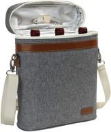 🍷 insulated wine tote cooler bag – portable wine carrier with corkscrew opener and shoulder strap for beach travel and picnic – unique wine carrier for wine lover gifts in grey логотип