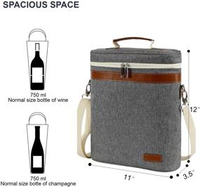 img 1 attached to 🍷 Insulated Wine Tote Cooler Bag – Portable Wine Carrier with Corkscrew Opener and Shoulder Strap for Beach Travel and Picnic – Unique Wine Carrier for Wine Lover Gifts in Grey