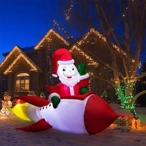 img 1 attached to 🎅 6ft Christmas Inflatable Santa Claus Rocket with LED Lights - Sunolga Blow-Up Santa Decorations for Outdoor Yard, Indoor | Holiday Party Garden Decor