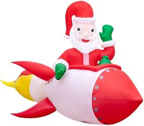 img 3 attached to 🎅 6ft Christmas Inflatable Santa Claus Rocket with LED Lights - Sunolga Blow-Up Santa Decorations for Outdoor Yard, Indoor | Holiday Party Garden Decor