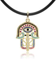 karseer filigree hamsa hand charm pendant necklace with coloured crystals - unique jewelry gift for women and girls logo