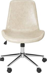 img 2 attached to 🪑 Sleek and Stylish SAFAVIEH Home Collection Fletcher Beige Faux Leather/ Chrome Swivel Adjustable Height Office Desk Chair – Boost Productivity and Comfort!