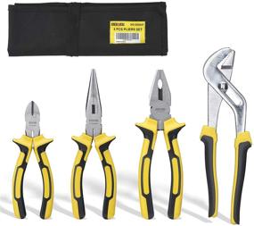 img 4 attached to 🛠️ DOWELL 4-Piece Pliers Set with Storage Pouch - Includes 8-Inch Long Nose Pliers, 8-Inch Linesman Pliers, 6-Inch Diagonal Pliers, and 10-Inch Groove Joint Pliers