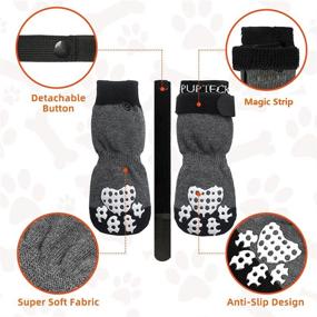 img 1 attached to 🐾 PUPTECK Double-Sided Anti-Slip Dog Socks | Adjustable Straps for Indoor Wear | 2 Pairs | Pet Paw Protection | Traction Control Socks for Hardwood Floors