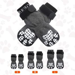 img 2 attached to 🐾 PUPTECK Double-Sided Anti-Slip Dog Socks | Adjustable Straps for Indoor Wear | 2 Pairs | Pet Paw Protection | Traction Control Socks for Hardwood Floors