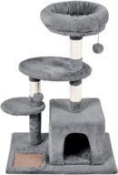 🐱 petellow cat tree tower 33.8": ultimate indoor cat activity tree for small cats - beige and grey with sisal scratching posts and condo furniture logo