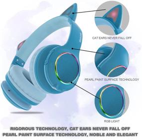 img 1 attached to Midola Wireless Over Ear Cat Light Foldable Stereo Gaming Music Headset – Bluetooth 5.0, AUX 3.5mm, Mic, Volume Control – Suitable for Adults & Kids – Cellphone, Tablets, TV, Games – B11 Blue