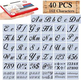 img 4 attached to 🎨 Wood Painting Made Easy: 40pcs Large Letter Stencils with 162 Designs and 2 Calligraphy Fonts - Reusable Plastic Craft Stencils for Perfect Artwork!