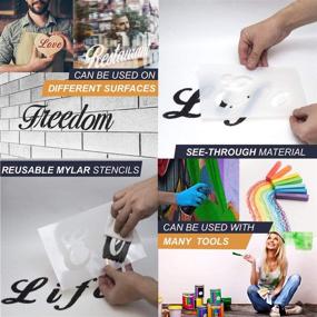 img 2 attached to 🎨 Wood Painting Made Easy: 40pcs Large Letter Stencils with 162 Designs and 2 Calligraphy Fonts - Reusable Plastic Craft Stencils for Perfect Artwork!